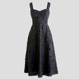 J. Crew Sleeveless Sweetheart Midi Dress in Black Floral Lace